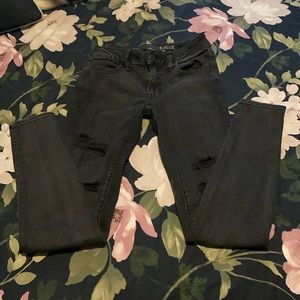AE super stretch Jegging 00 regular black distressed EUC
